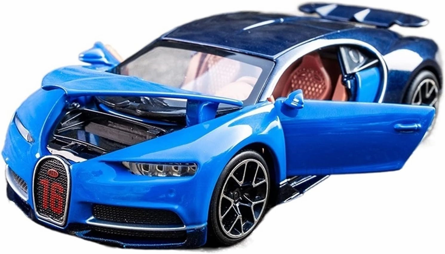 Toy car Model 1/32 Alloy Toy Car Models for Bugatti Chiron with Sound Light Diecasts Toys Collection Gift (Color : Blue)