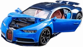 Toy car Model 1/32 Alloy Toy Car Models for Bugatti Chiron with Sound Light Diecasts Toys Collection Gift (Color : Blue)