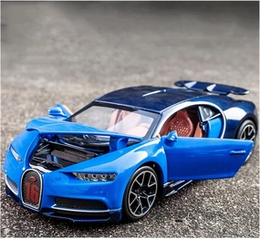 Toy car Model 1/32 Alloy Toy Car Models for Bugatti Chiron with Sound Light Diecasts Toys Collection Gift for Kids (Color : Blue)