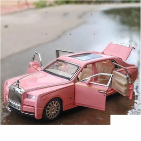 Toy car Model 1/32 for Alloy DieCast Rolls-Royce Phantom Model Car Diecasts Toy Sound Light Toys for Boy Gift (Color : Pink)