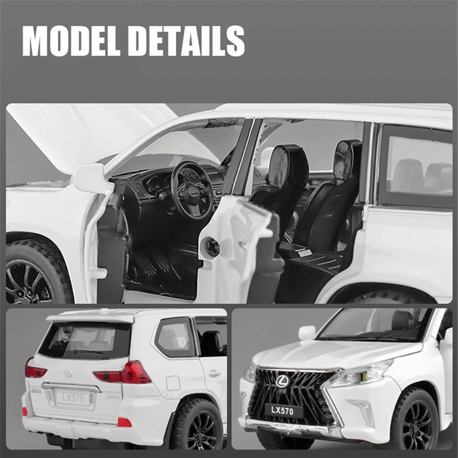 Toy car Model 1/32 for Lexus LX570 SUV Alloy Car Model Diecasts Toy Sound and Light Collection Childrens Gifts (Color : Gold)