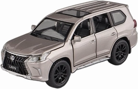Toy car Model 1/32 for Lexus LX570 SUV Alloy Car Model Diecasts Toy Sound and Light Collection Childrens Gifts (Color : Gold)
