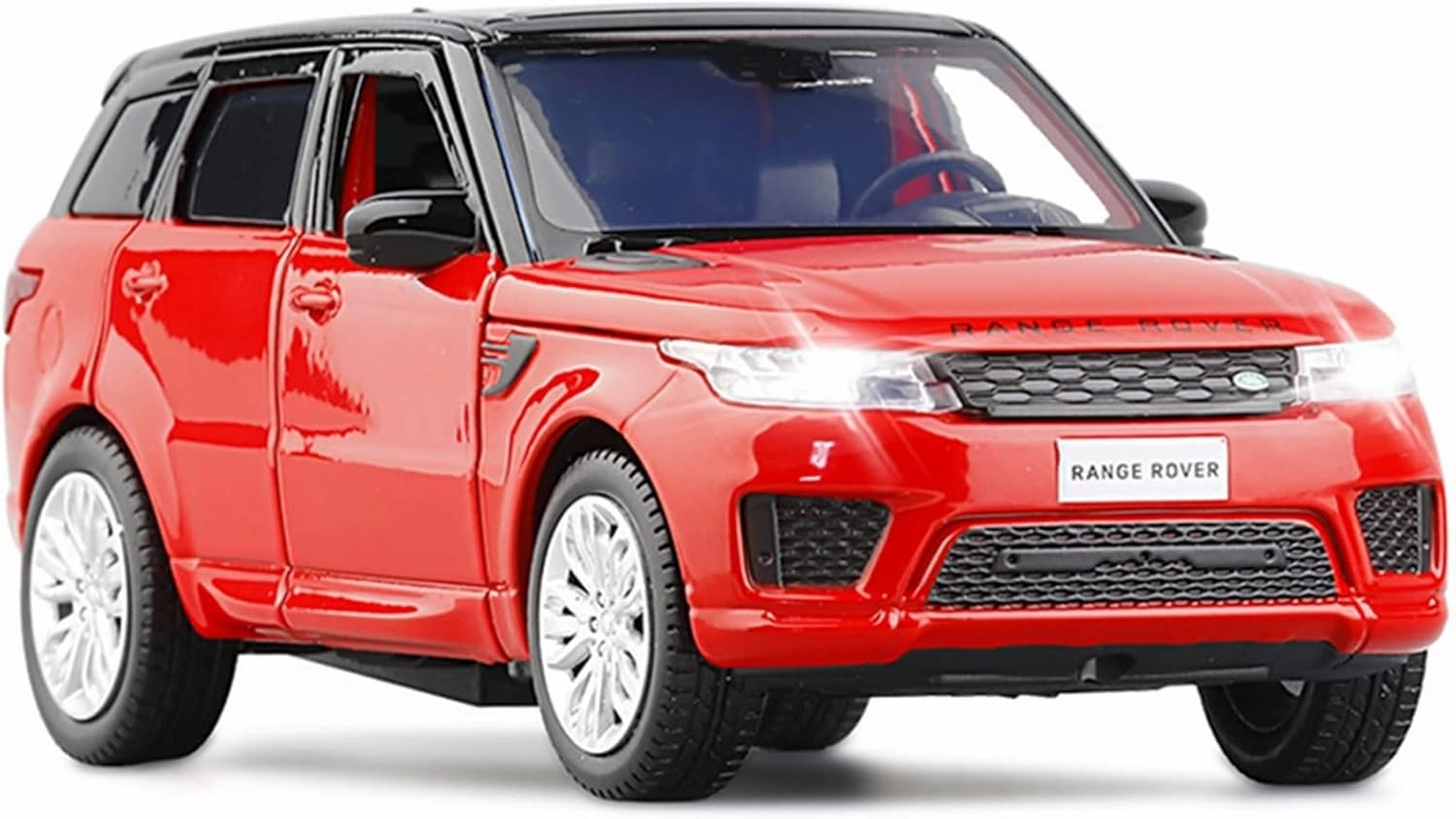 Toy car Model 1:32 for Range Rover Sports SUV Alloy Car Model Diecast Toy Simulation Sound and Light Toy Gift (Color : Red)