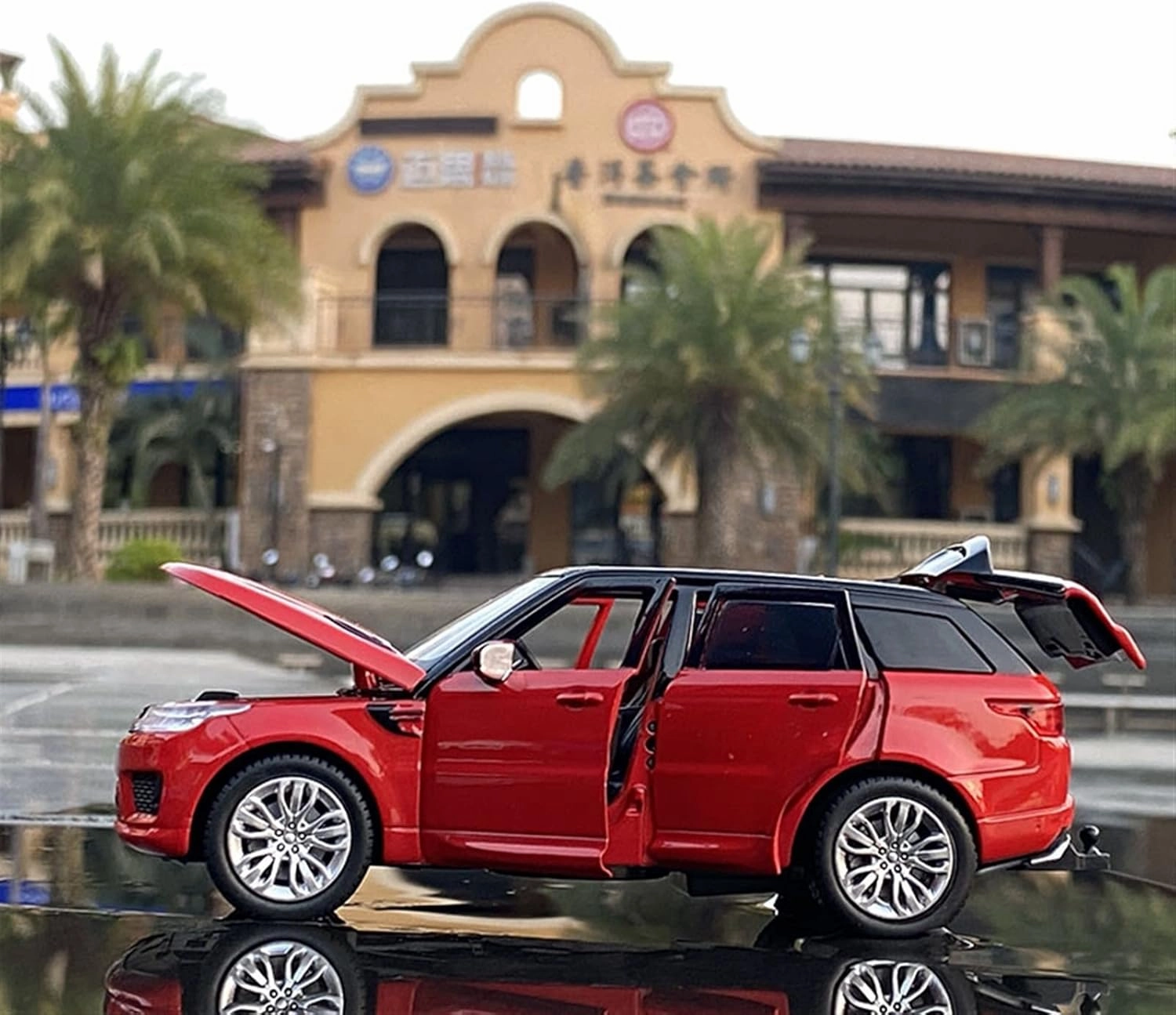 Toy car Model 1:32 for Range Rover Sports SUV Alloy Car Model Diecast Toy Simulation Sound and Light Toy Gift (Color : Red)