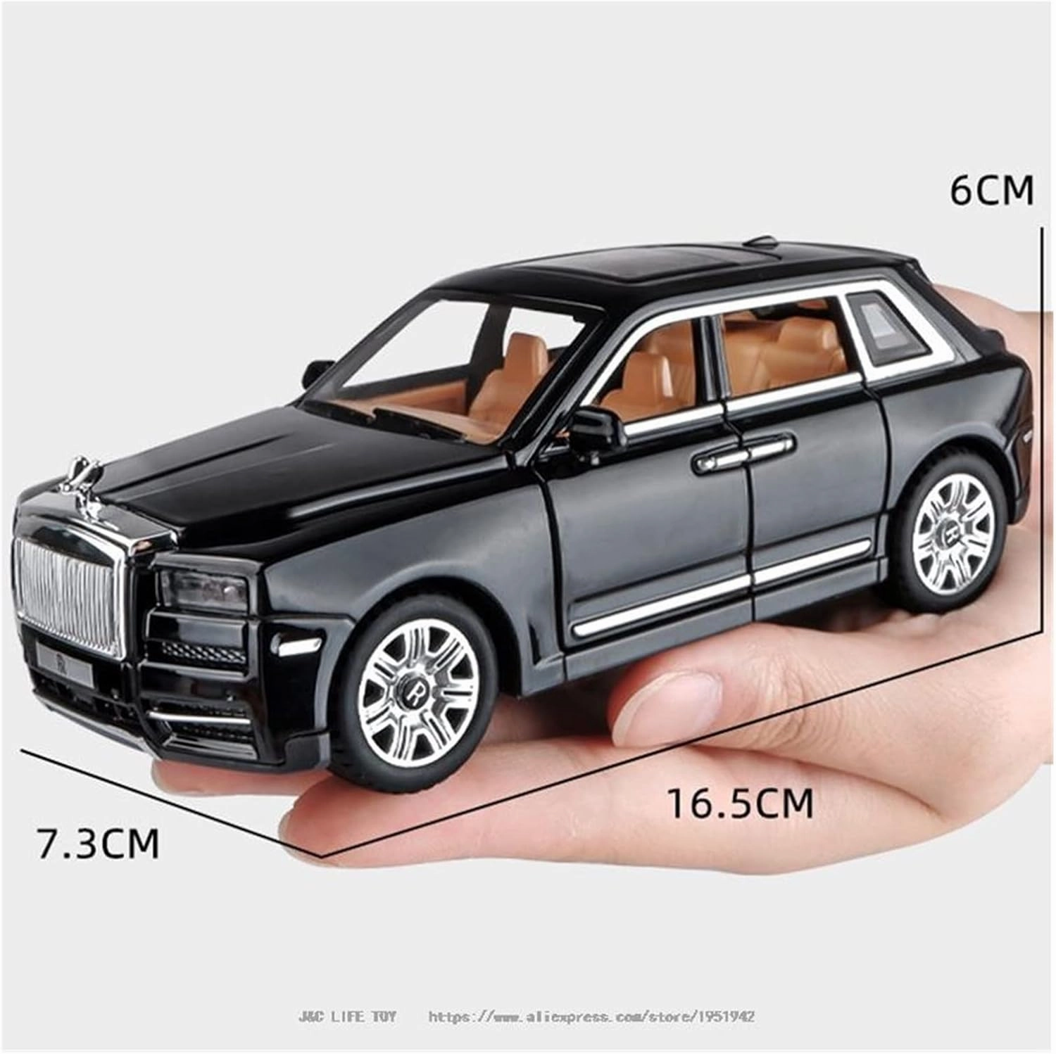 Toy car Model 1:32 for Rolls-Royce Cullinan Alloy Car Model Diecasts Toy Miniature Toys for Boy (Color : Black)
