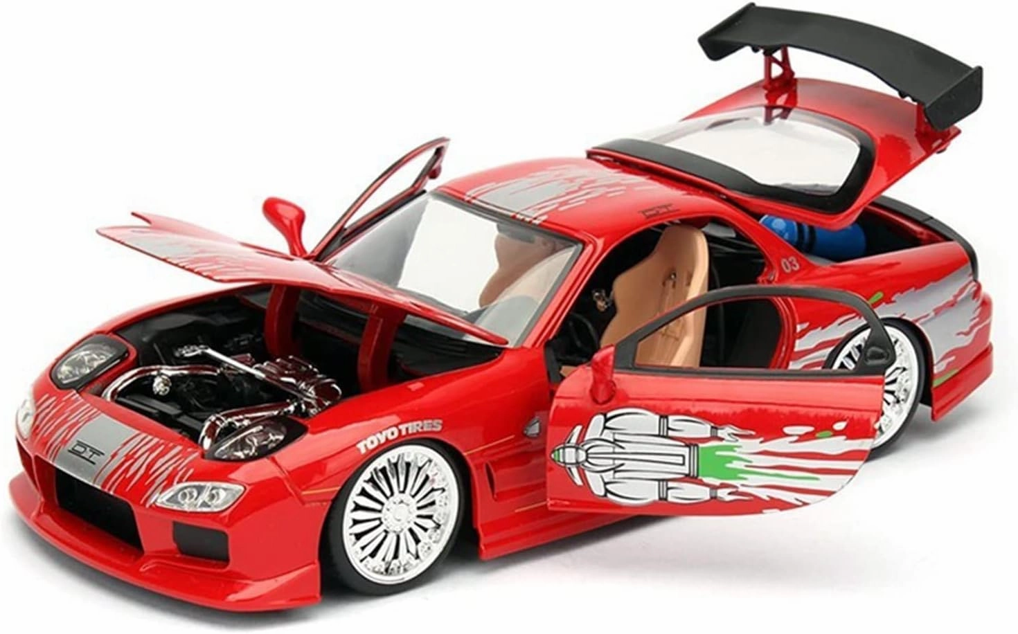 Toy car Model for JADA 1:24 Mazda RX7 Supercar Toy Alloy Car Diecasts Toy Car Model Toys for Children (Color : Red)