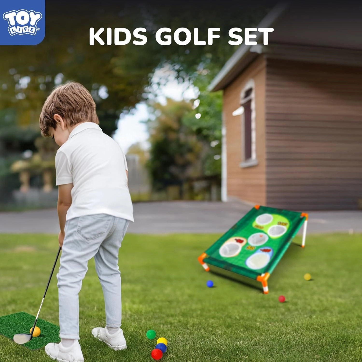 TOY Life Golf Cornhole Game Golf Corn Hole Set Chipping Golf Game Adults Kids Backyard Golf Game Golf Yard Corn Hole Game Golf Training Equipment Chipping Outdoor Indoor Golf (NO Club Included)