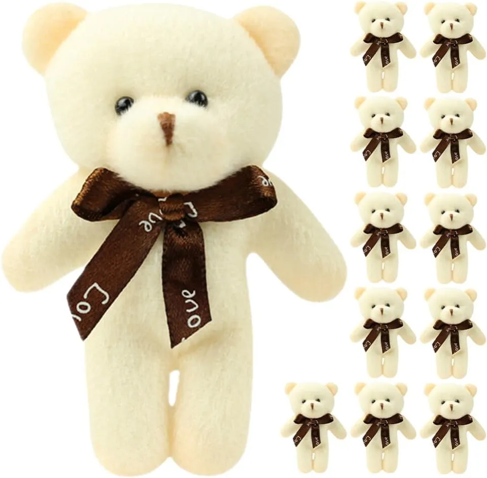 TOYANDONA 12pcs Mini Bear Toy Stuffed Tiny Bear Jointed Bear Soft Bear Keychain Stuffed Animals Toys for DIY Keychain Graduation Birthday Party Favor 11cm
