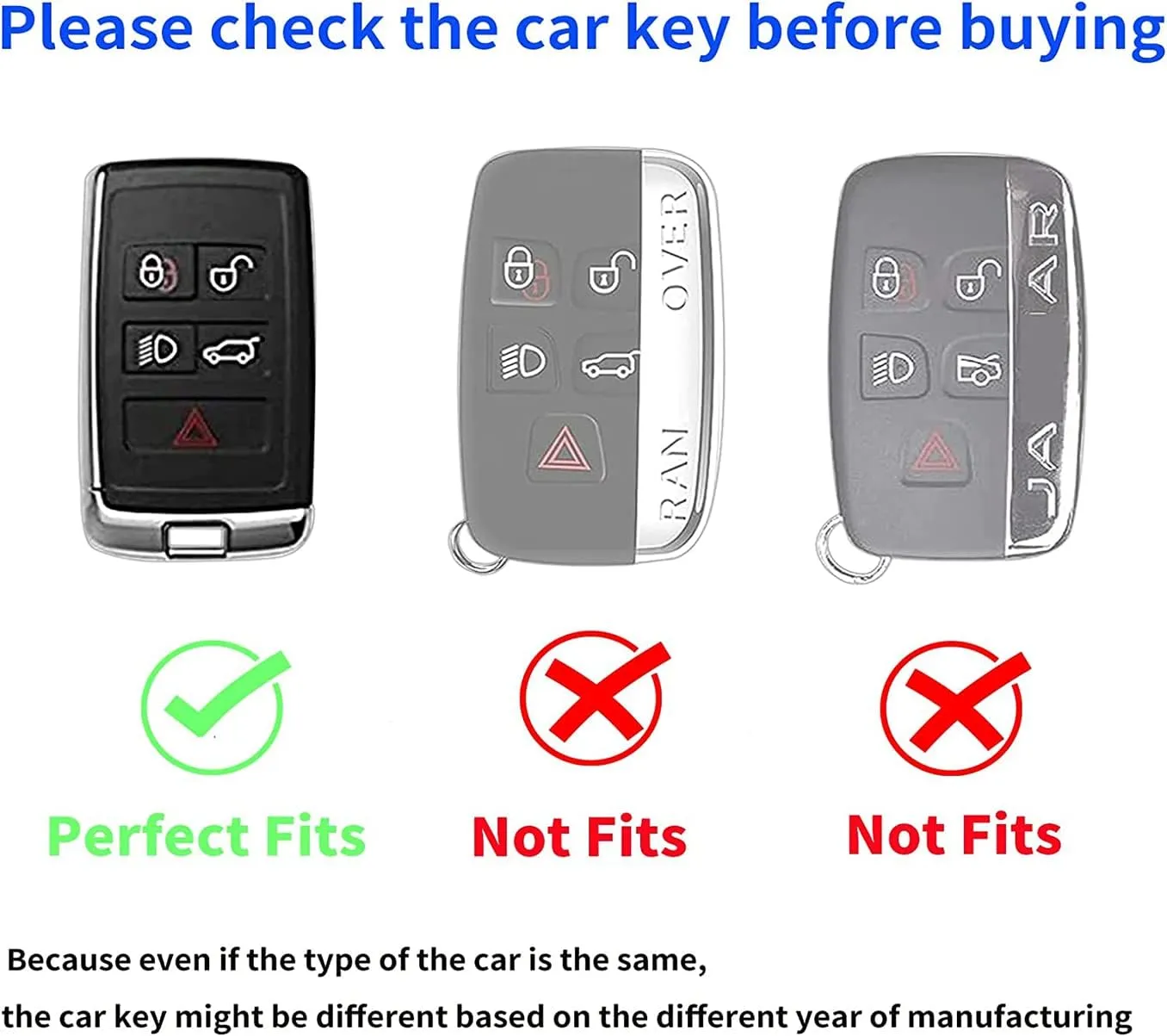 TPU Key Fob Case Cover Suitable for Land Rover Discovery, Range Rover, Defender 2018 2019 2020 2021 2022 Smart Key Fob