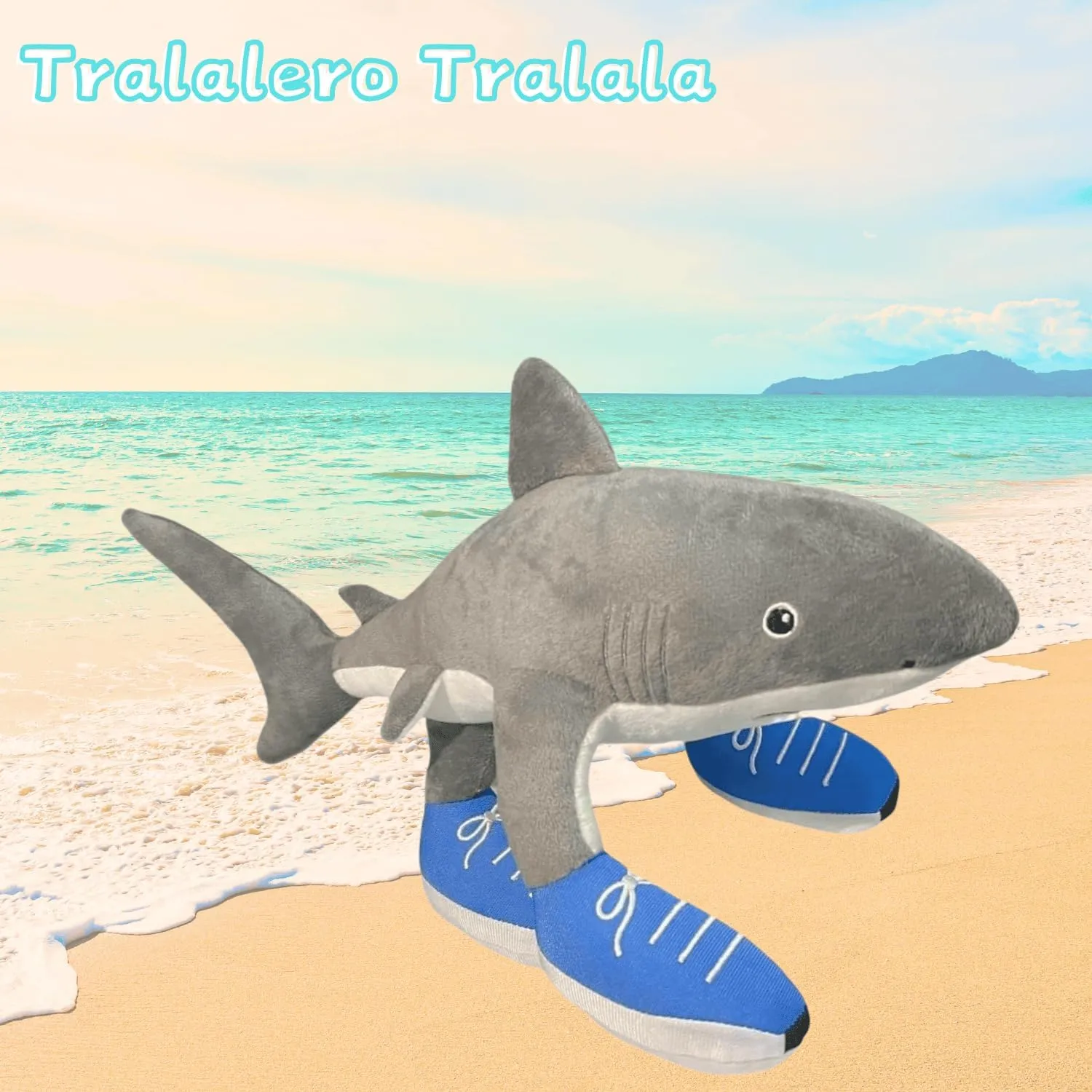 Tralalero Tralala Plush Toys, 16.14'' Italian Brainrot Meme Shark in Sneakers Plushies, Collectible Stuffed Animals Toy Gifts for Fans (Gray)