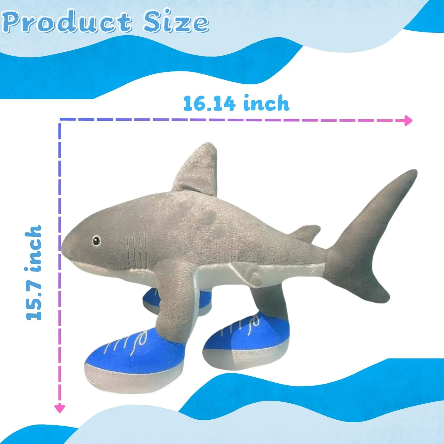 Tralalero Tralala Plush Toys, 16.14'' Italian Brainrot Meme Shark in Sneakers Plushies, Collectible Stuffed Animals Toy Gifts for Fans (Gray)
