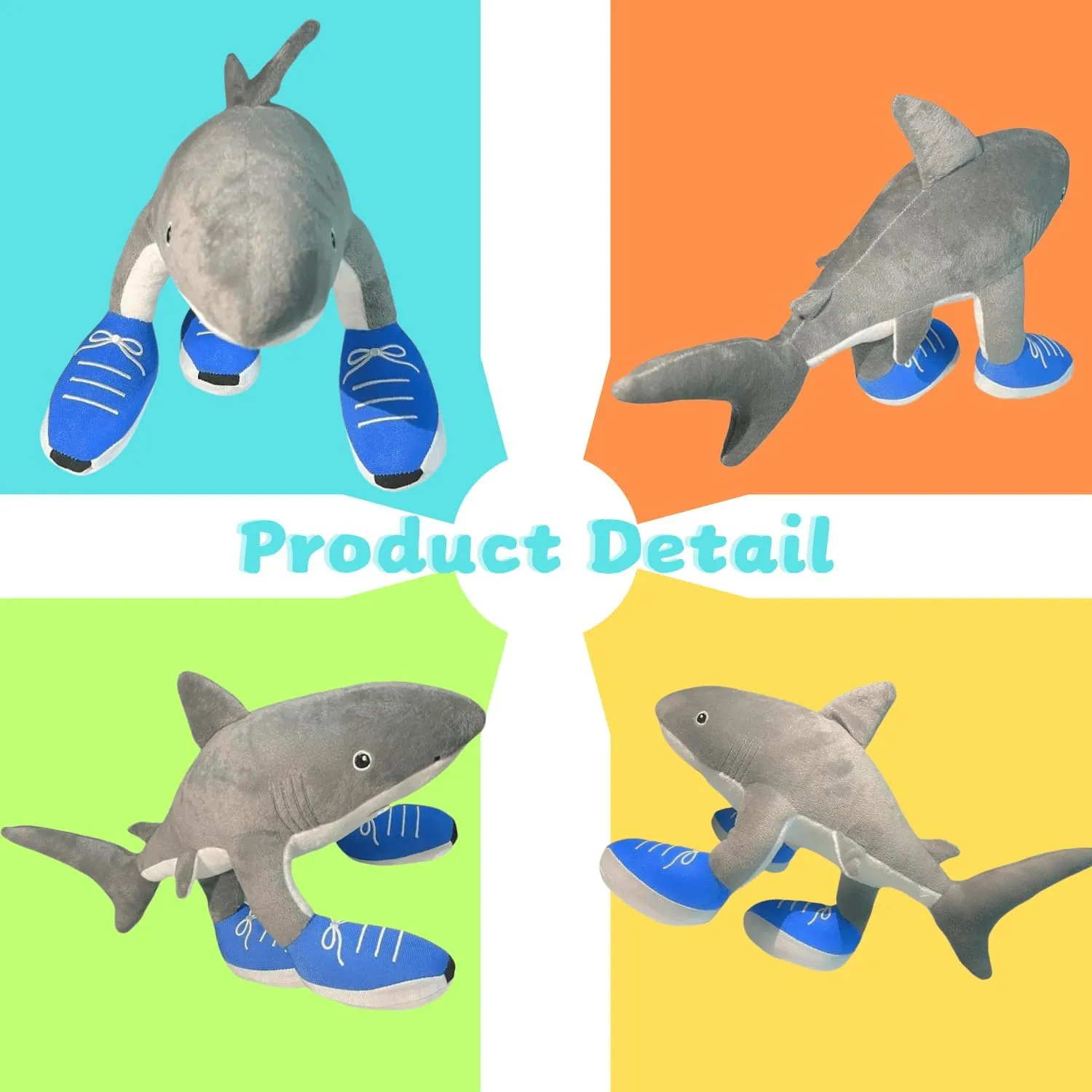 Tralalero Tralala Plush Toys, 16.14'' Italian Brainrot Meme Shark in Sneakers Plushies, Collectible Stuffed Animals Toy Gifts for Fans (Gray)
