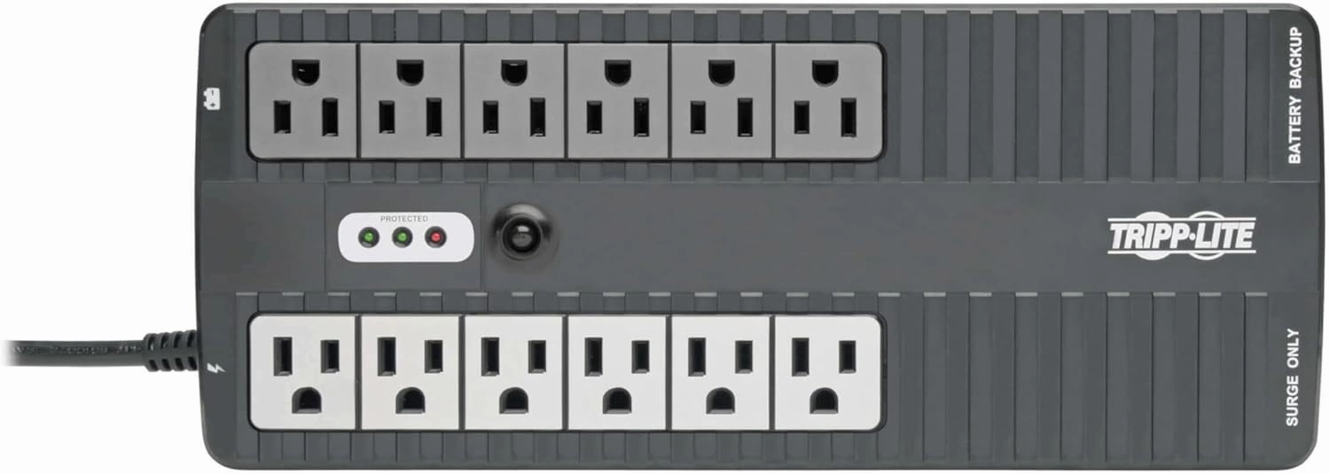 Tripp Lite 750VA UPS Battery Backup Uninterruptible Power Supply Surge Protector, 12 Outlets, Dataline Protection, USB Monitoring, Home & Office, 3-Year Warranty & $100,000 Insurance (INTERNET750U)