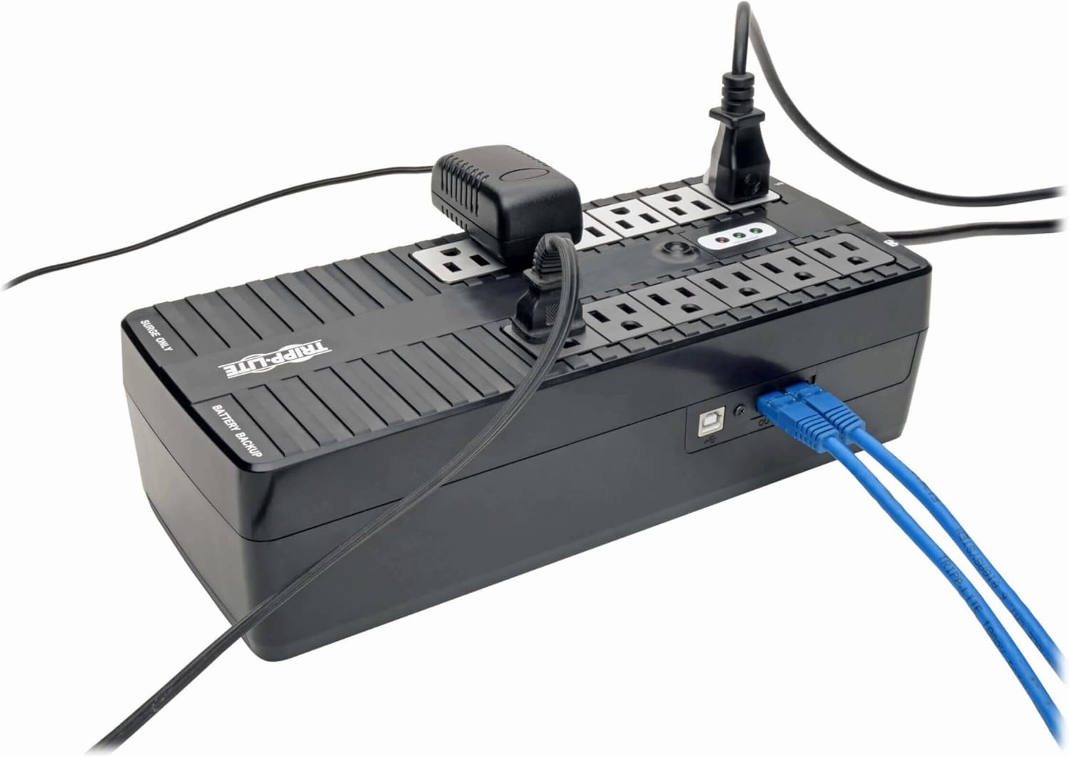 Tripp Lite 750VA UPS Battery Backup Uninterruptible Power Supply Surge Protector, 12 Outlets, Dataline Protection, USB Monitoring, Home & Office, 3-Year Warranty & $100,000 Insurance (INTERNET750U)