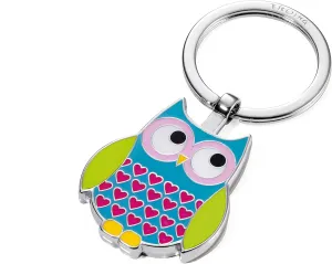 TROIKA Rosy – KR14-13/BL – owl Keychain with Original Troika Keyring – cast Metal/Enamel– Shiny – Chrome Plated – Multicoloured – TROIKA-Original