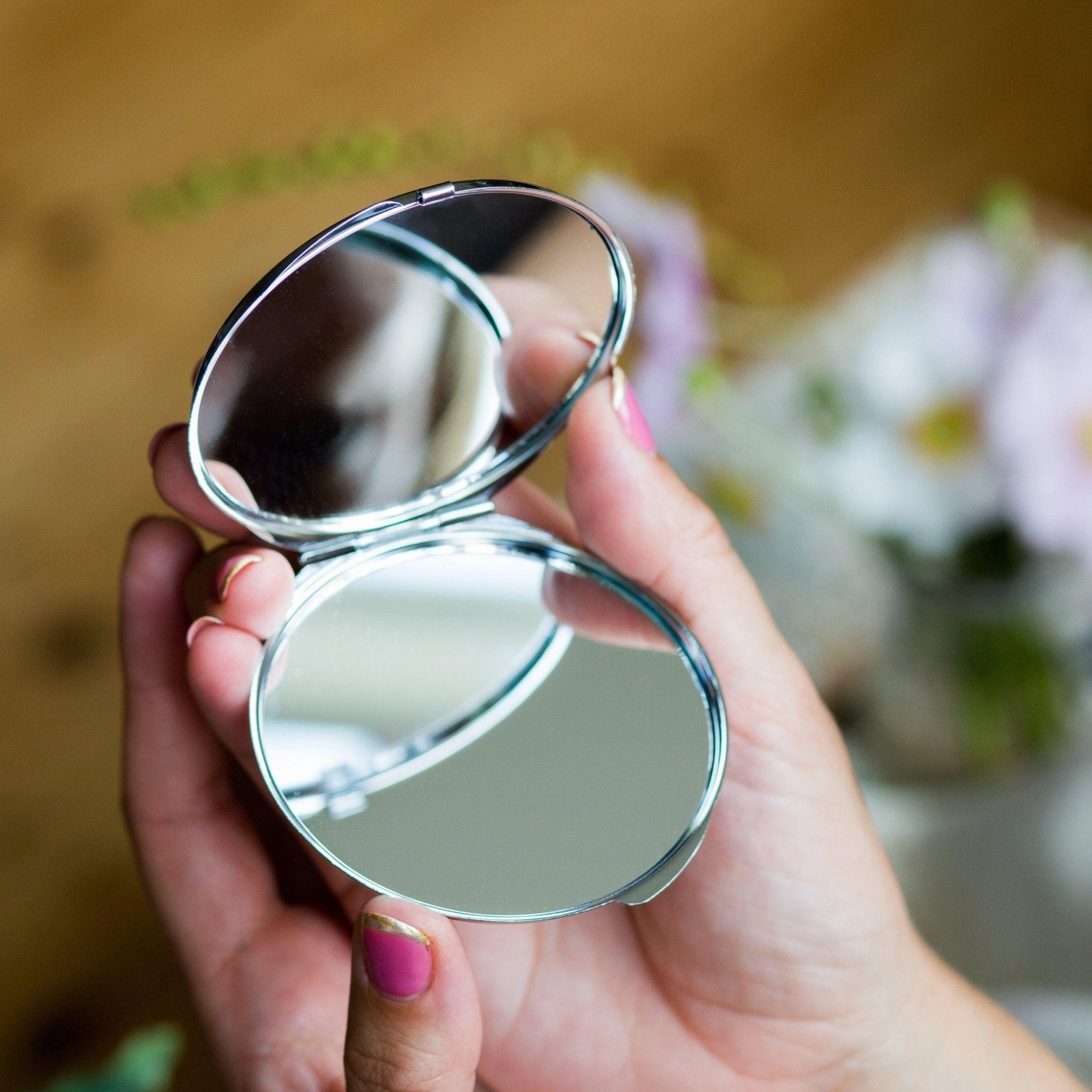 Tropical Leaf Monogram Compact Mirror