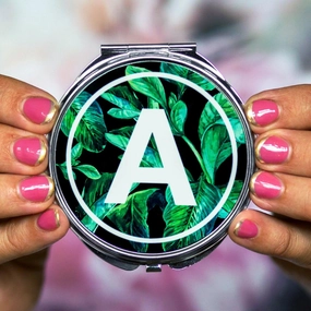 Tropical Leaf Monogram Compact Mirror
