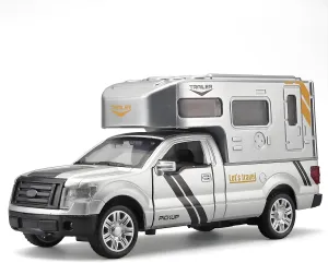 Truck Toys for Boys RV Toy,Die Cast Metal Toy Trucks Camper Van Toy,Camper Toys for Kids Ages 4-8,Pull Back Toy RV with Light and Sound,Trucks for Kids Ages 4-8（Silver）