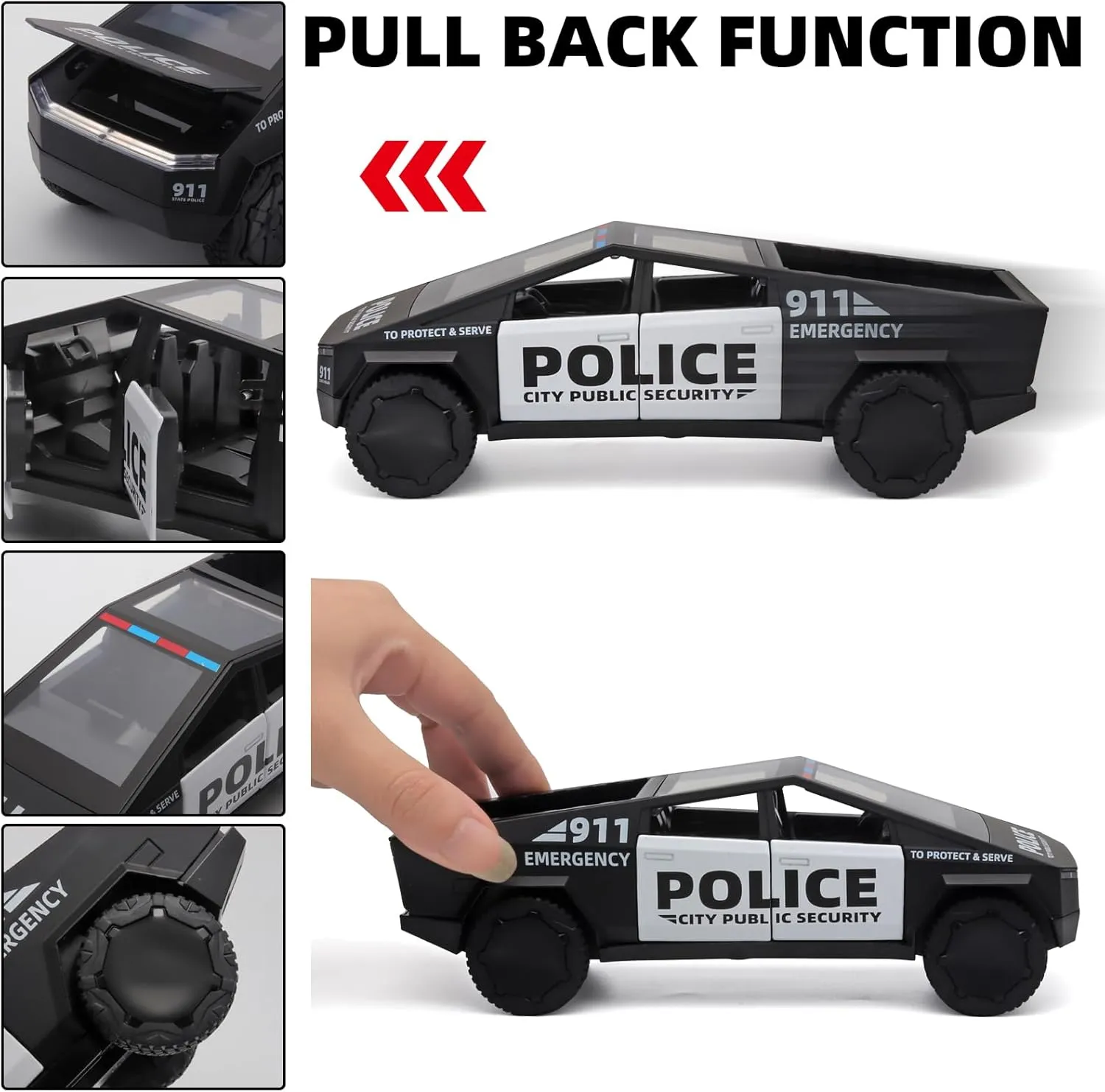 Trucks for Boys Toy Pickup Truck 1/32 Police Car Toy,Police Cars for Kids Ages 3-5,Pull Back Cars with Lights and Siren,Toy Trucks for Boys Age 4-7