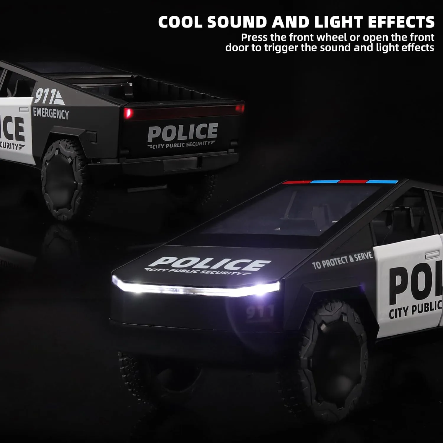 Trucks for Boys Toy Pickup Truck 1/32 Police Car Toy,Police Cars for Kids Ages 3-5,Pull Back Cars with Lights and Siren,Toy Trucks for Boys Age 4-7