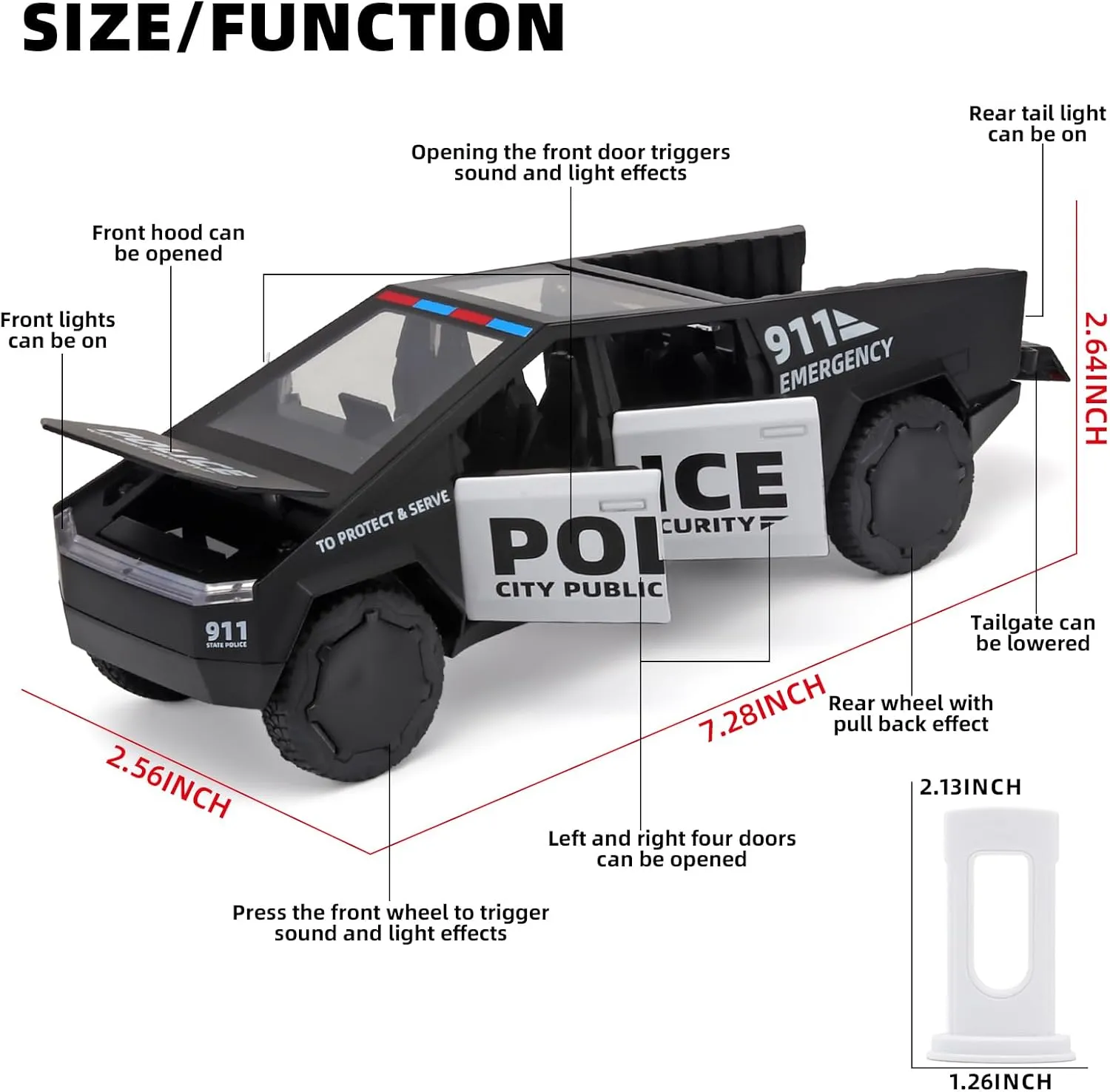 Trucks for Boys Toy Pickup Truck 1/32 Police Car Toy,Police Cars for Kids Ages 3-5,Pull Back Cars with Lights and Siren,Toy Trucks for Boys Age 4-7