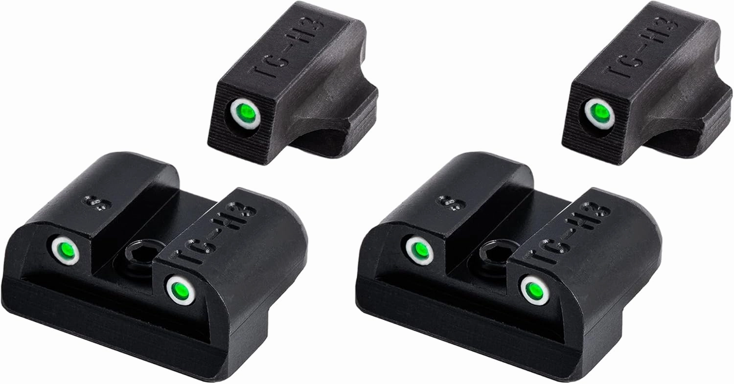 TRUGLO Tritium Front and Rear Handgun Night Sights with White Rings and Glowing Green Dots Compatible with Sig Sauer Handguns (2 Pack)