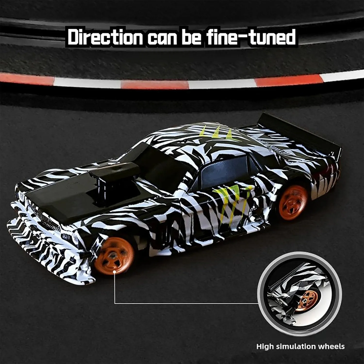 Turbo Zone Drift Car Mini, Turbo Zone 1/43 Scale RC Drift Car, 4WD Fully Proportional Mini RC Cars, DIY Detachable Racing Remote Control, Tabletop Cars with Light and 2.4G Remote Control (Orange)