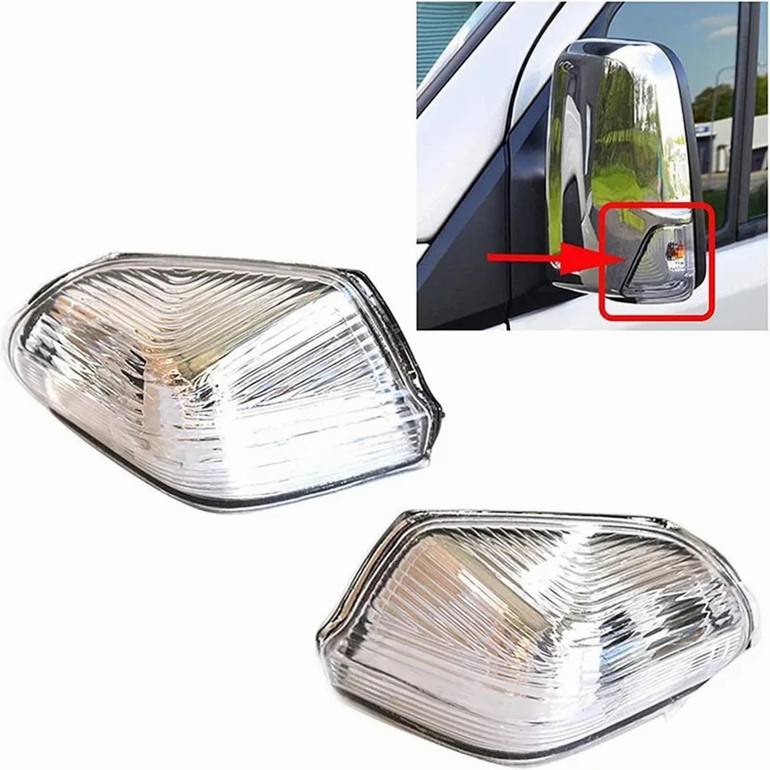 Turn Signal Lamp Car Rearview Mirror Turn Signal Lights Reversing Indicator Lamp Lens Housing for Benz Sprinter W906 for Crafter(Pair)