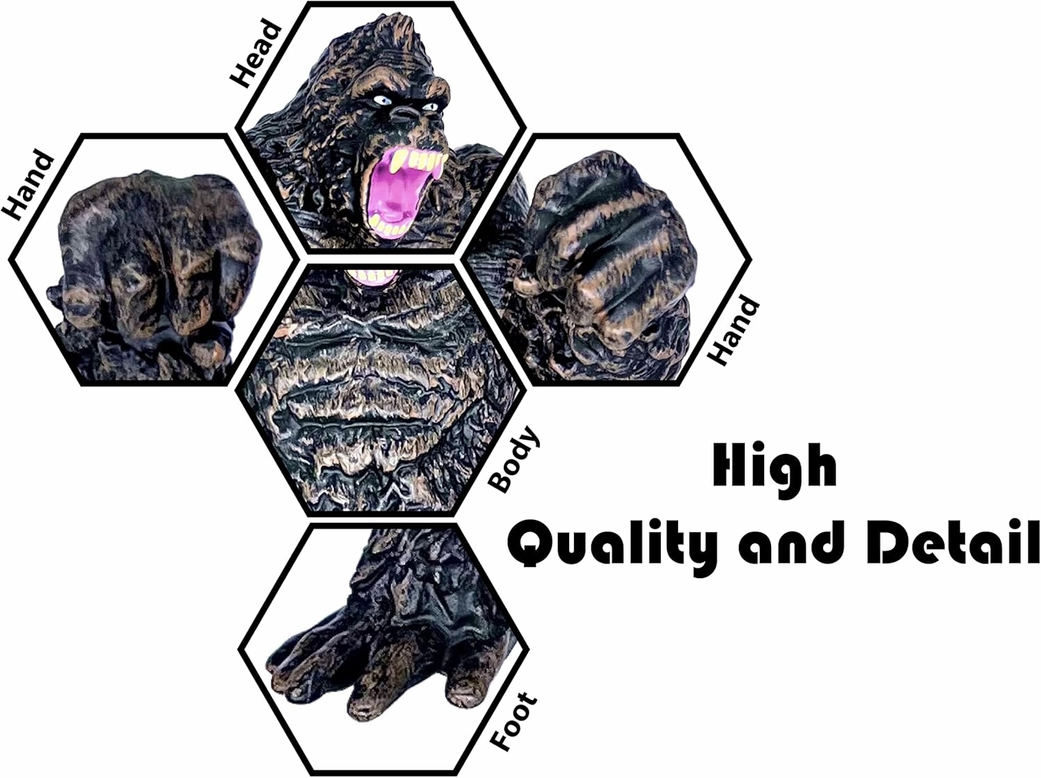 TwCare King Kong vs Godzilla Attack Action Figure 6.5” Fight Mode Gorilla Ape Solid Wild Movie Series, Travel Bag