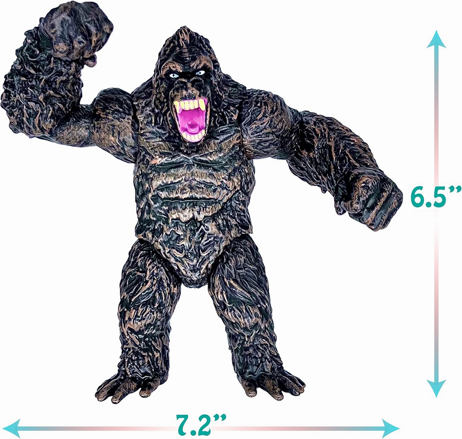 TwCare King Kong vs Godzilla Attack Action Figure 6.5” Fight Mode Gorilla Ape Solid Wild Movie Series, Travel Bag