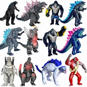 TwCare Set of 12 Godzilla x Kong: The New Empire, Dinosaur Dragon Toys Action Figures, Evolved Basic Exquisite Battle Roar B.E.A.S.T. Glove Shimo Frost Bite Mecha King Ghidorah Cake Toppers Pack