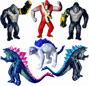 TwCare Set of 6 Godzilla x Kong: The New Empire, Dinosaur Dragon Toys Action Figures, Evolved Basic Exquisite Battle Roar B.E.A.S.T. Glove Shimo Frost Bite Mecha King Ghidorah Cake Toppers Pack
