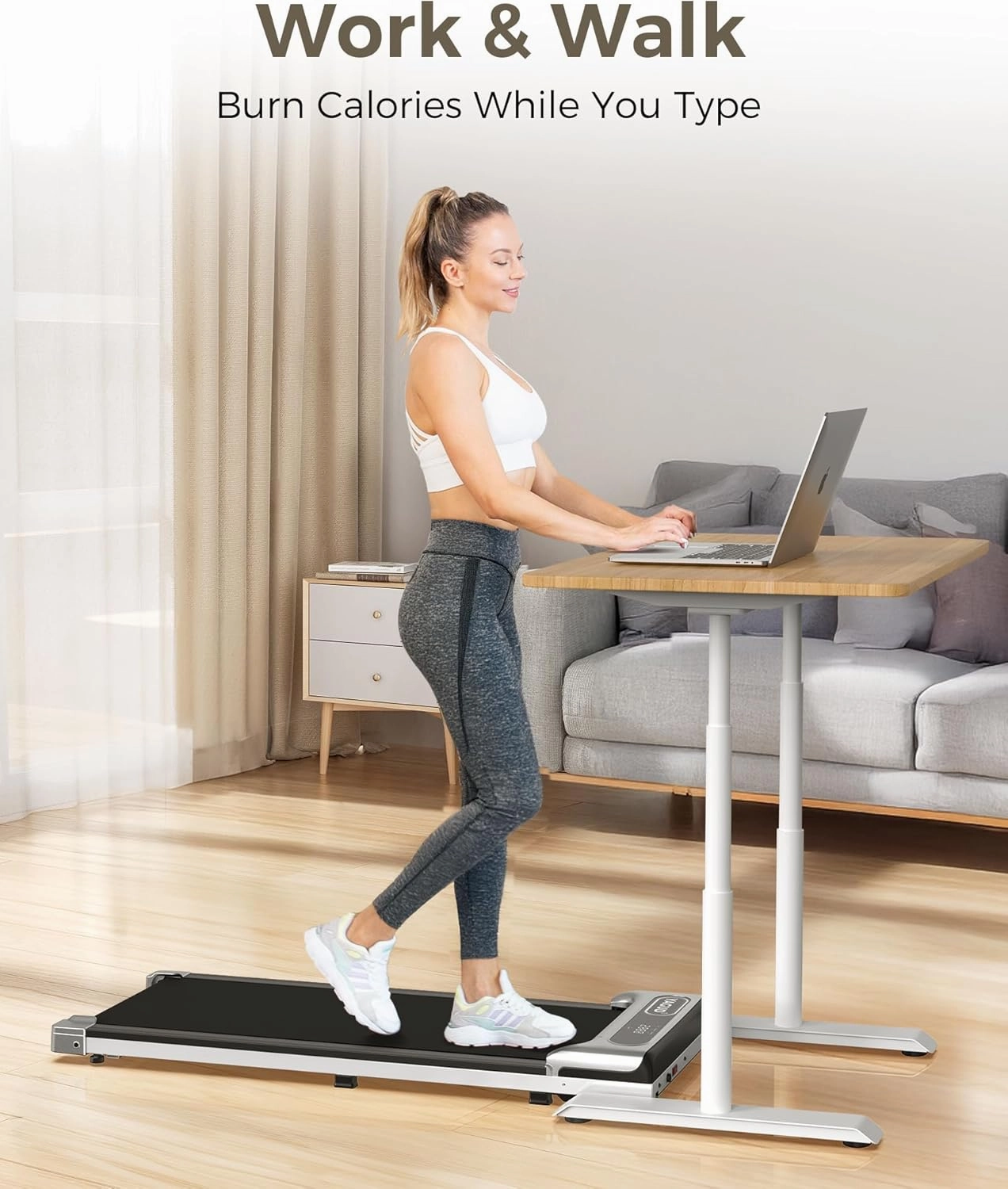 Under Desk Treadmill, Walking Pad for Home and Office, 2.5 HP Portable Walking Jogging Running Machine with Remote Control and LED Display