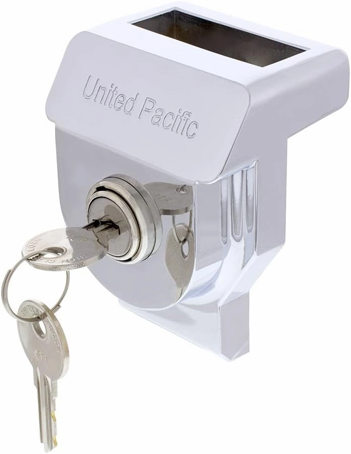 United Pacific 90618 Heavy-Duty Aluminum Glad Hand Lock, Keyed Alike (KA), Durable Lock Cylinder, Trailer Lockout Device – 1 Unit w/2 Keys - Chrome