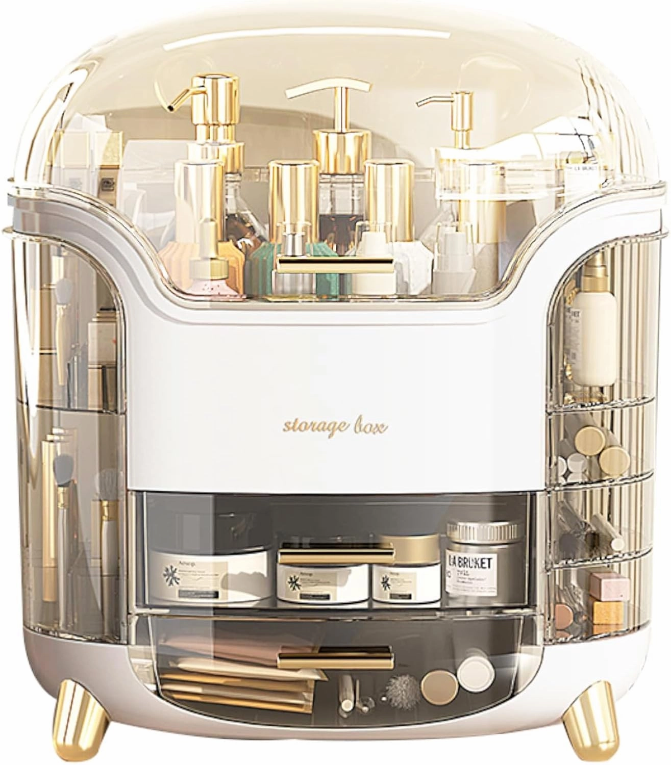 Upgrade Large Makeup Organizer Countertop Vanity Case Skin Care Cosmetic Storage Box Bathroom Counter Perfume Skincare Organizers Make Up Caddy Gift for Women Girls Clear Design Easy Visibility