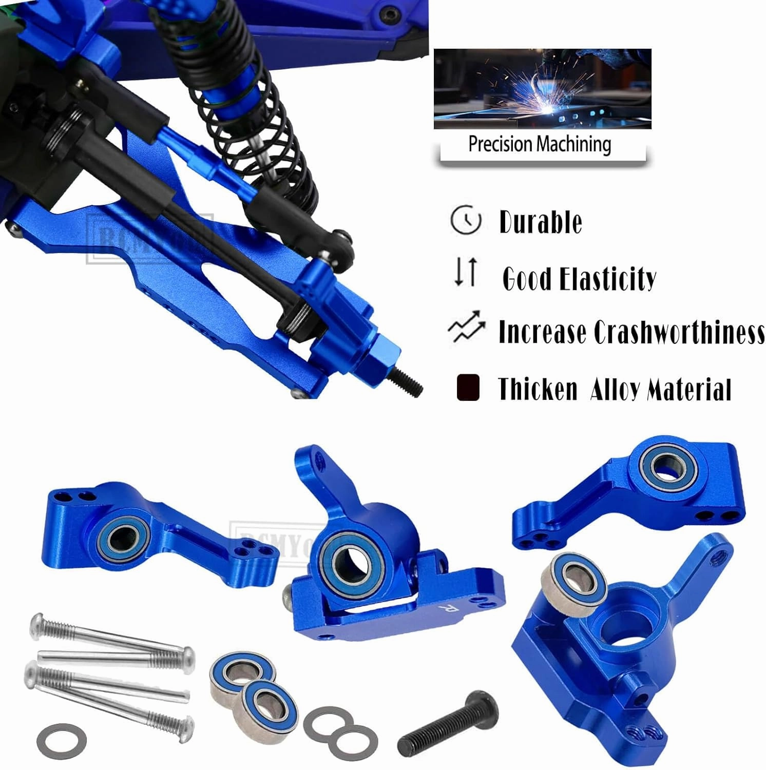 Upgrades for 1/10 Slash 2WD(VXL),RC Shocks,Suspension Arm,Caster Block,Steering Blocks,Stub Axle Carriers,Steering Bellcranks,Shock Tower,Camber Links,Drive Shaft,Hex Hub Adapters,Navy Blue
