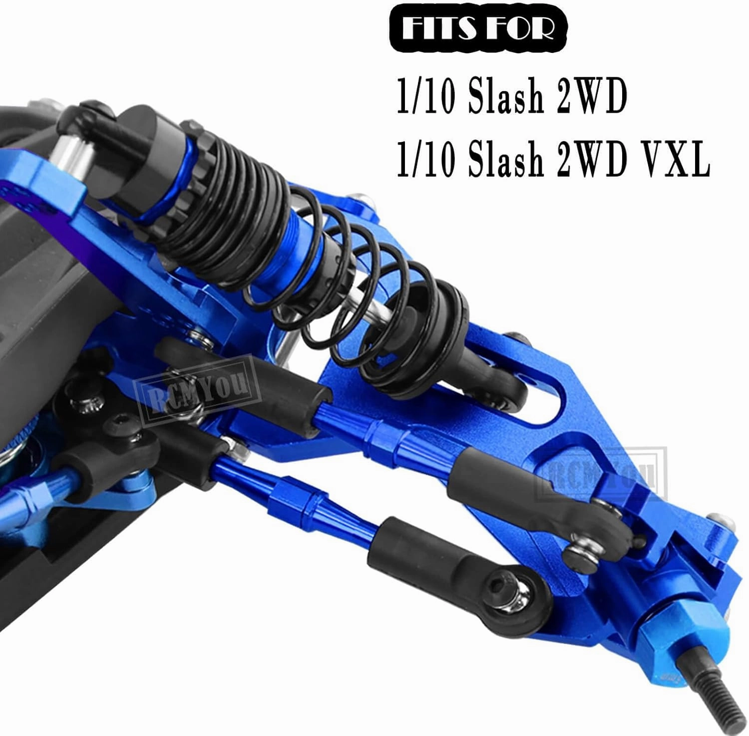 Upgrades for 1/10 Slash 2WD(VXL),RC Shocks,Suspension Arm,Caster Block,Steering Blocks,Stub Axle Carriers,Steering Bellcranks,Shock Tower,Camber Links,Drive Shaft,Hex Hub Adapters,Navy Blue