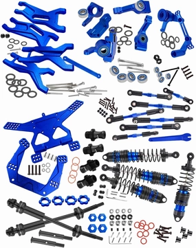 Upgrades for 1/10 Slash 2WD(VXL),RC Shocks,Suspension Arm,Caster Block,Steering Blocks,Stub Axle Carriers,Steering Bellcranks,Shock Tower,Camber Links,Drive Shaft,Hex Hub Adapters,Navy Blue