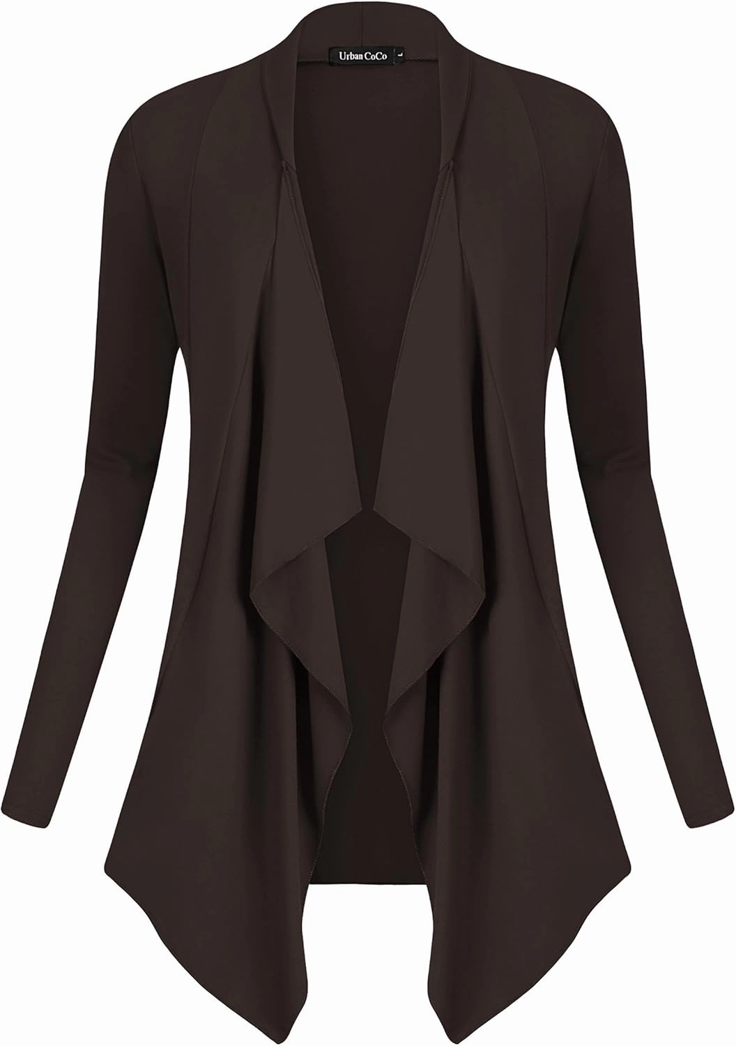 Urban CoCo Women's Drape Front Open Cardigan Long Sleeve Irregular Hem