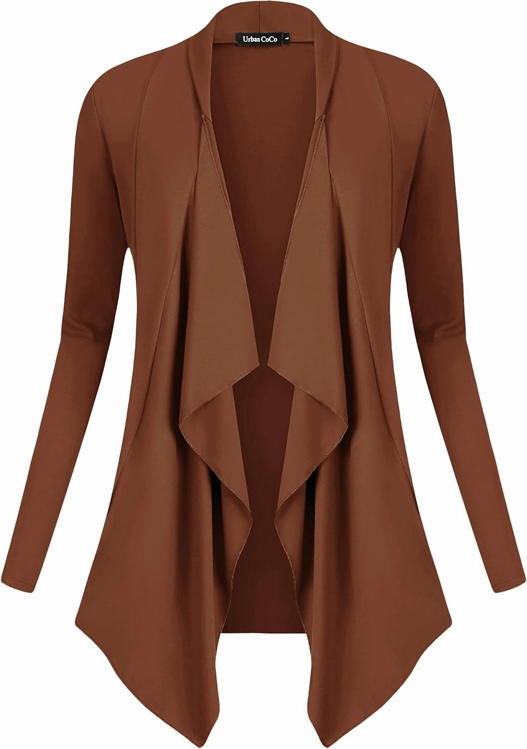 Urban CoCo Women's Drape Front Open Cardigan Long Sleeve Irregular Hem