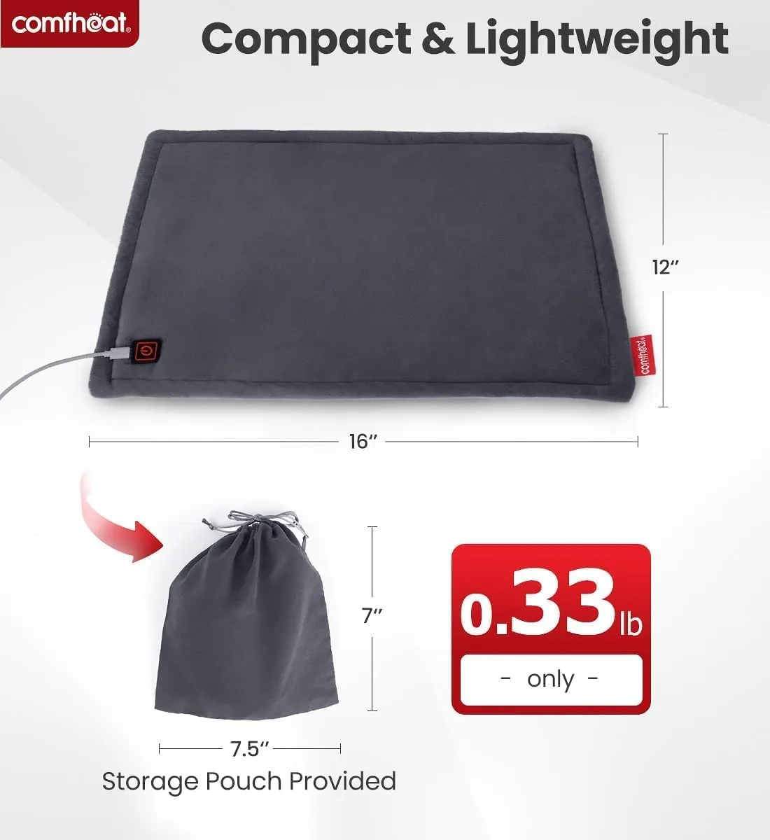 USB Plug-in Heating Pad, 5V Heated Pads, FSA HSA Eligible 3 Heat Settings & Auto Shut Off, Warm Therapy for Pain Relief Abdomen Cramps (16"x 12") Non-Chargeable