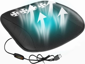 USB Cooling Seat Cushion, Ventilated Cooling Seat Cover 5 Fans, Portable Cooling Pad Chair Cushion, Universal Seat Cooler for Vehicle Office Chair Truck Outdoor Stadium Home (Cooling, Black)