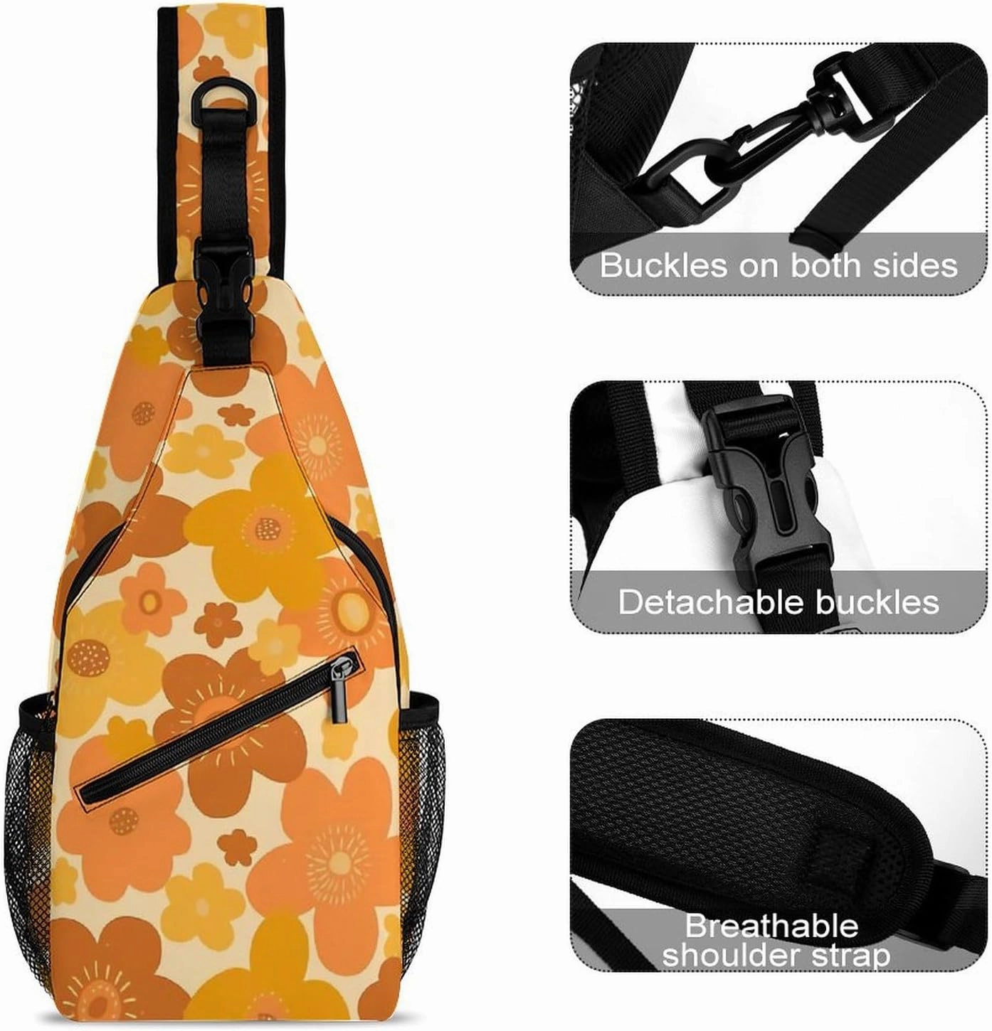 Various Vintage Cassette Durable And Adjustable Chest Bag There Are Pockets on The Outside for Unisex