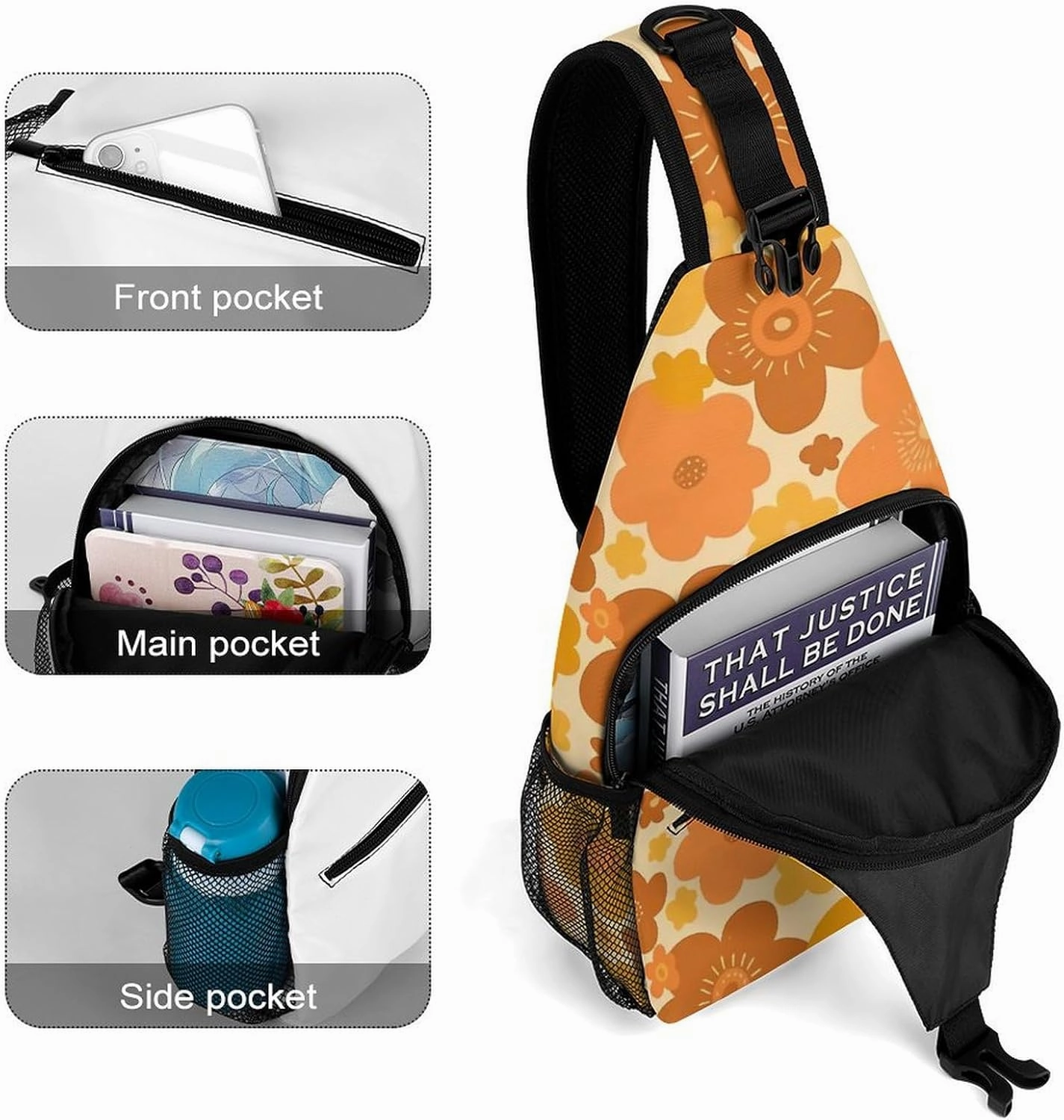 Various Vintage Cassette Durable And Adjustable Chest Bag There Are Pockets on The Outside for Unisex