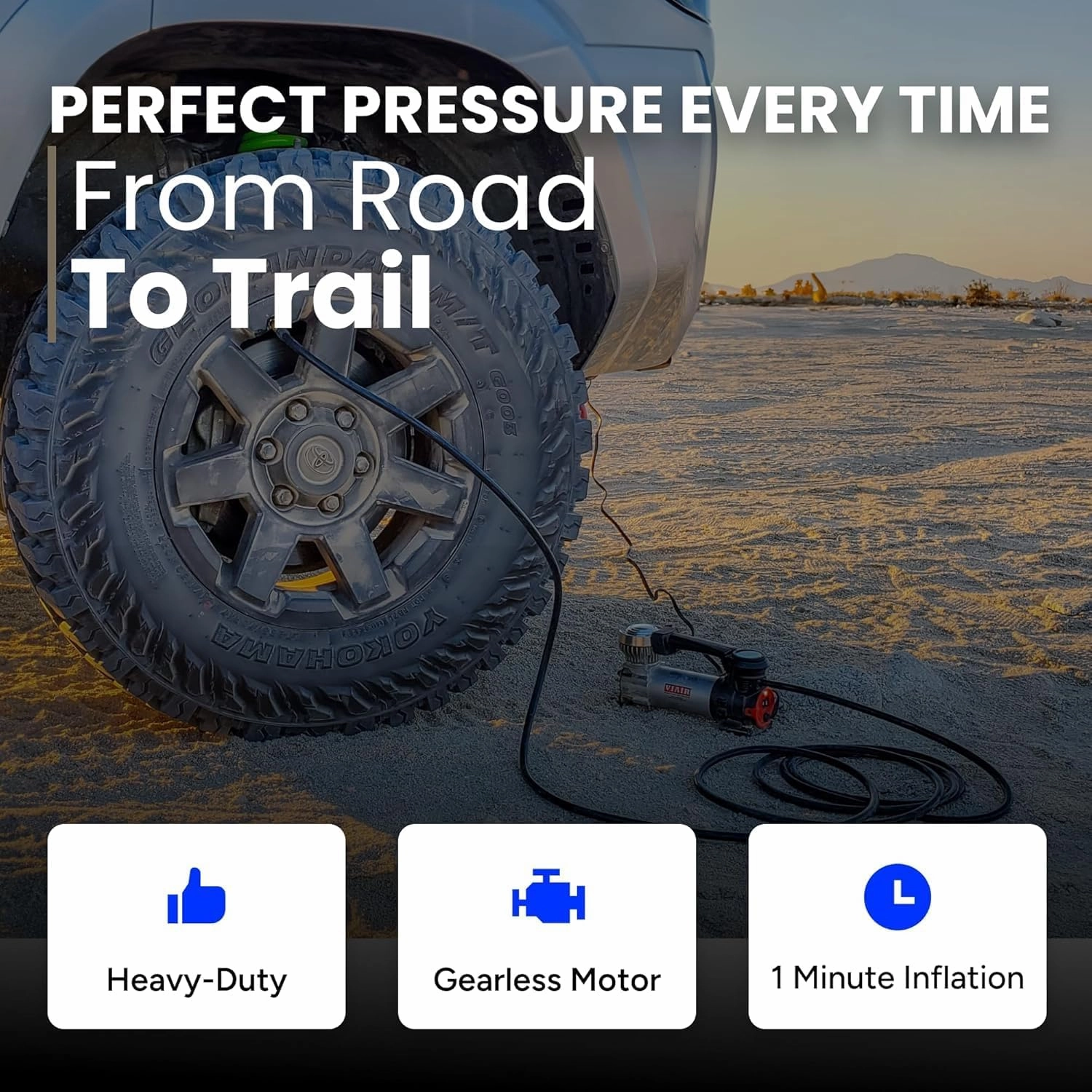 VIAIR Digital EVC84P - Portable Air Compressor Tire Inflator for Car, SUV & Truck | Preset Automatic Shut Off Feature | 12V Road Tire Pump Air Compressor 60 PSI | Press-On Chuck