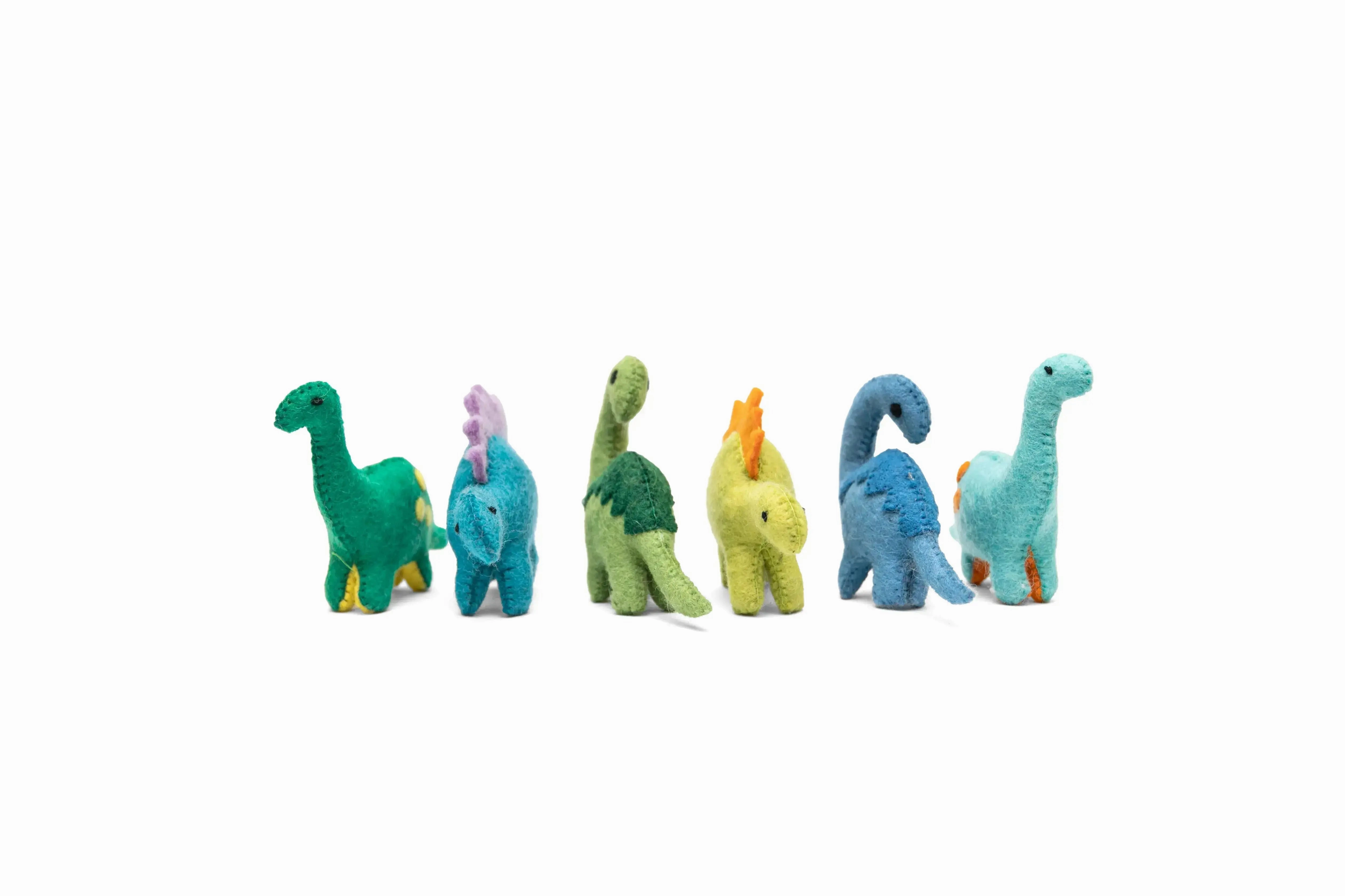 Vibrant Blue Dinosaur Felt Toy Felt Toy - 6 pcs different color