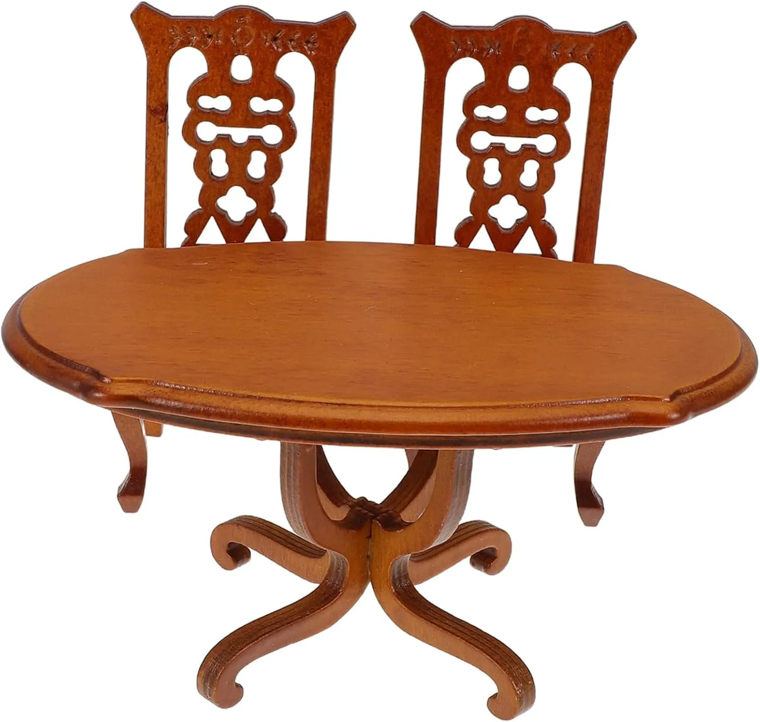 VICASKY 1 Set Miniature Dollhouse Accessories: 1/12 Scale Doll Dining Room Furniture Mini Oval Table and Chairs for DIY Kitchen Decoration
