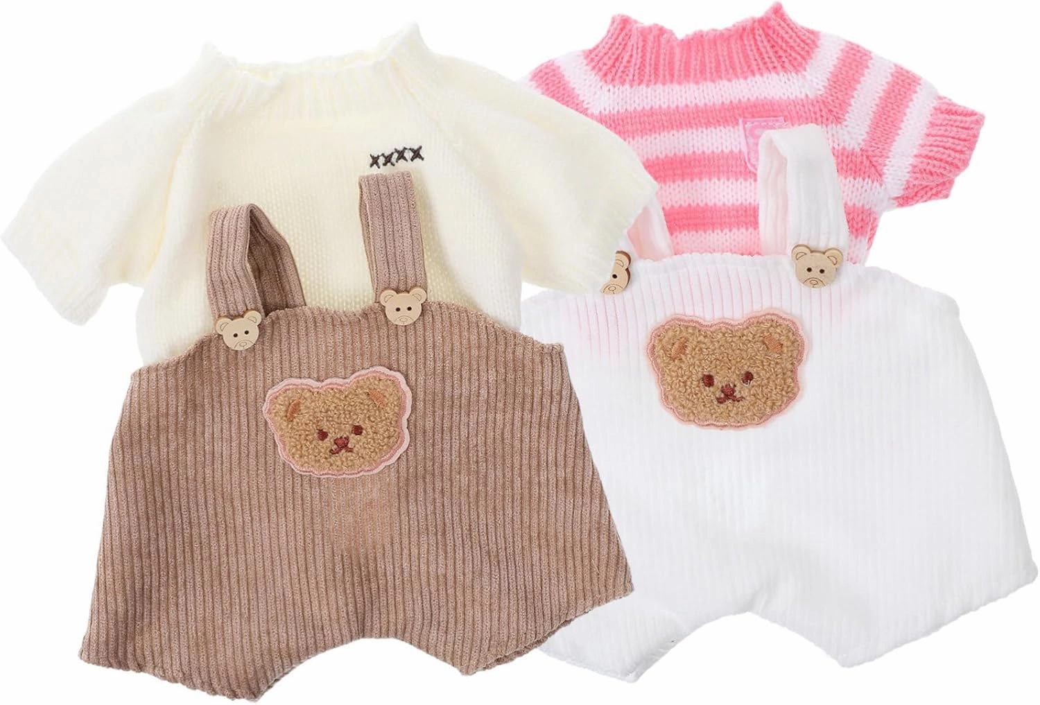VICASKY 2Sets Cute Warm Outfits for Plush Bears Includes Jumpsuit and Sweater Dress Up Accessories for Animals