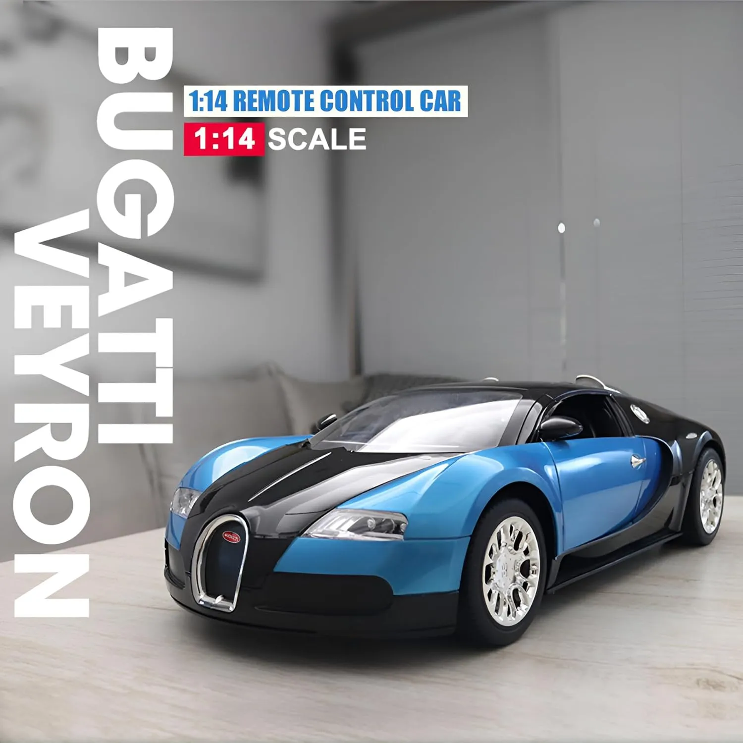 Vinie Remote Control Car for Boys, RC Cars Bugatti Veyron, 1:14 Scale Officially Licensed Kids Toys, Drift Car with Cool Led Lights, 4 5 6 7 8 9 10 11 12 Year Old Boy Birthday Gift (Blue)