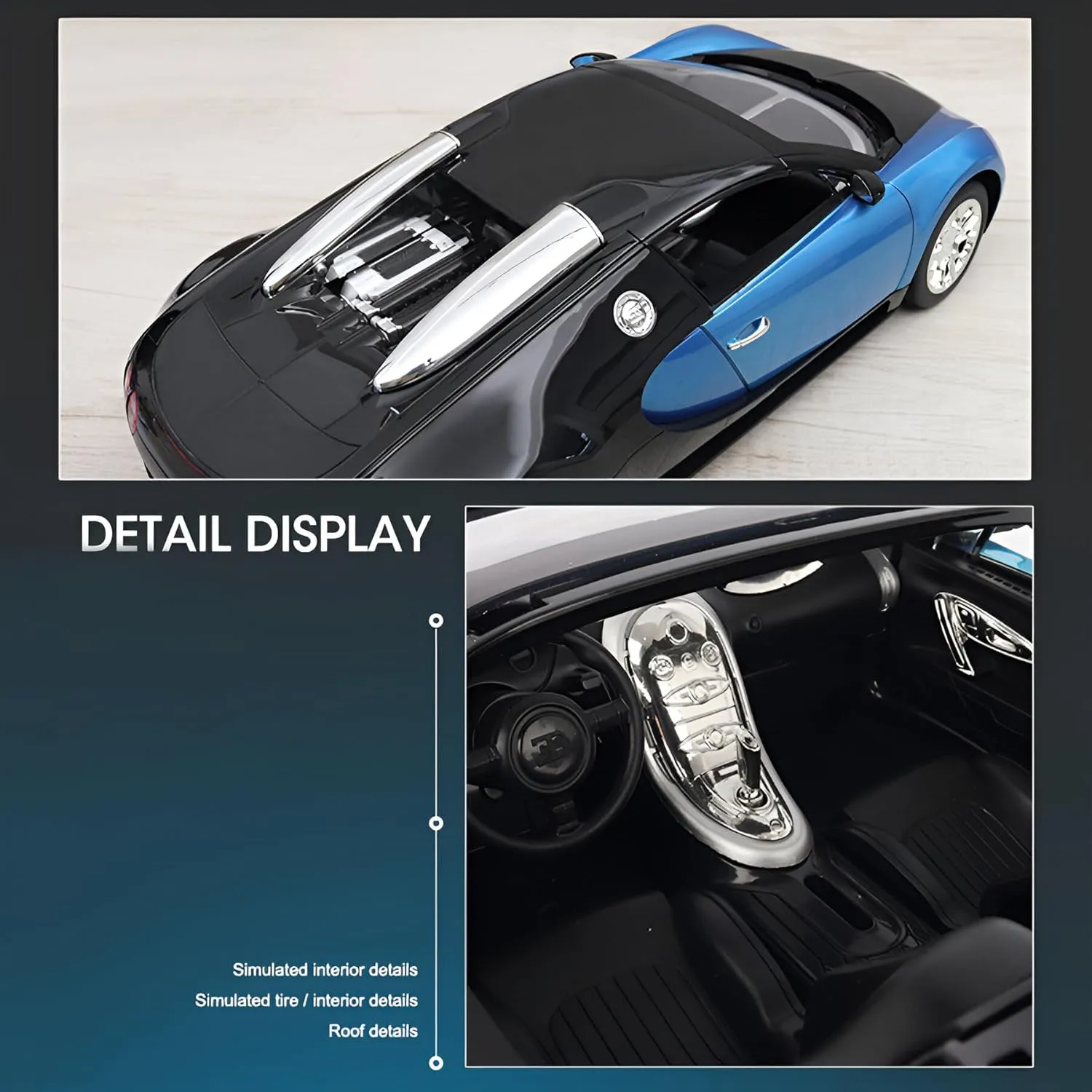 Vinie Remote Control Car for Boys, RC Cars Bugatti Veyron, 1:14 Scale Officially Licensed Kids Toys, Drift Car with Cool Led Lights, 4 5 6 7 8 9 10 11 12 Year Old Boy Birthday Gift (Blue)